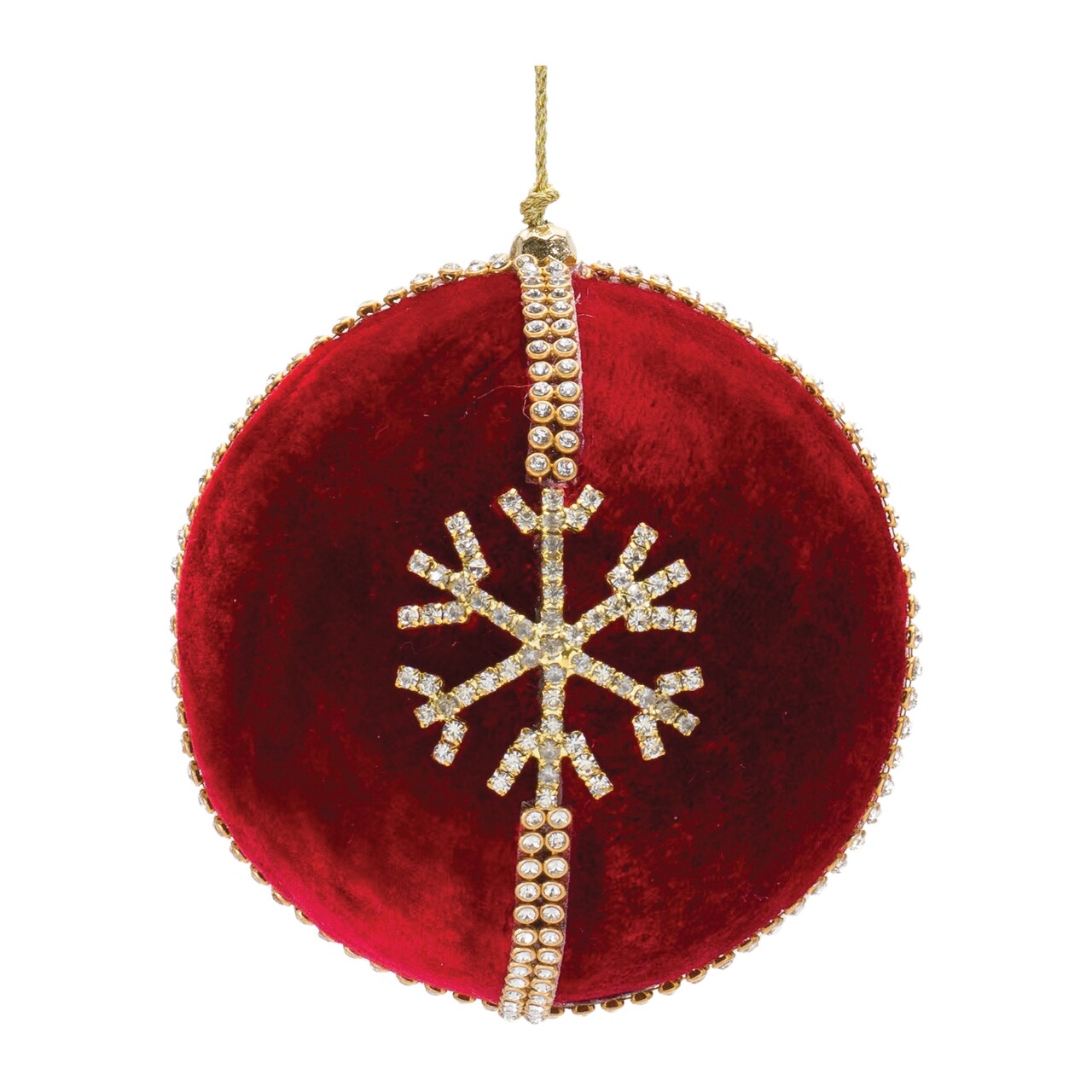 Melrose Jeweled Snowflake Christmas Ball Ornaments - 4" (101.6mm) - Red and Gold - 4ct
